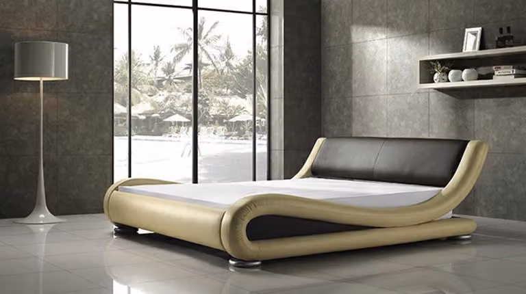 Designer Ehebett Polsterbett Doppelbett Bett Schlafzimmer Lederbett Betten