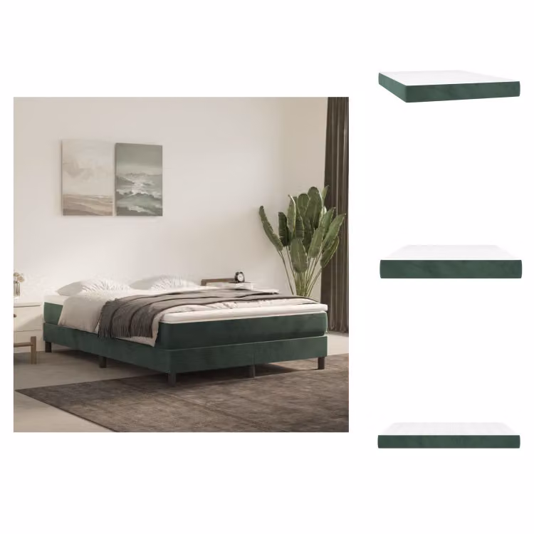 vidaXL Materasso a molle insacchettate verde scuro 140x190x20 cm in velluto - Materassi