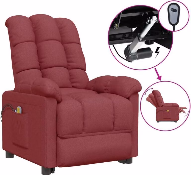 Sedia da massaggio elettrica in tessuto rosso vino