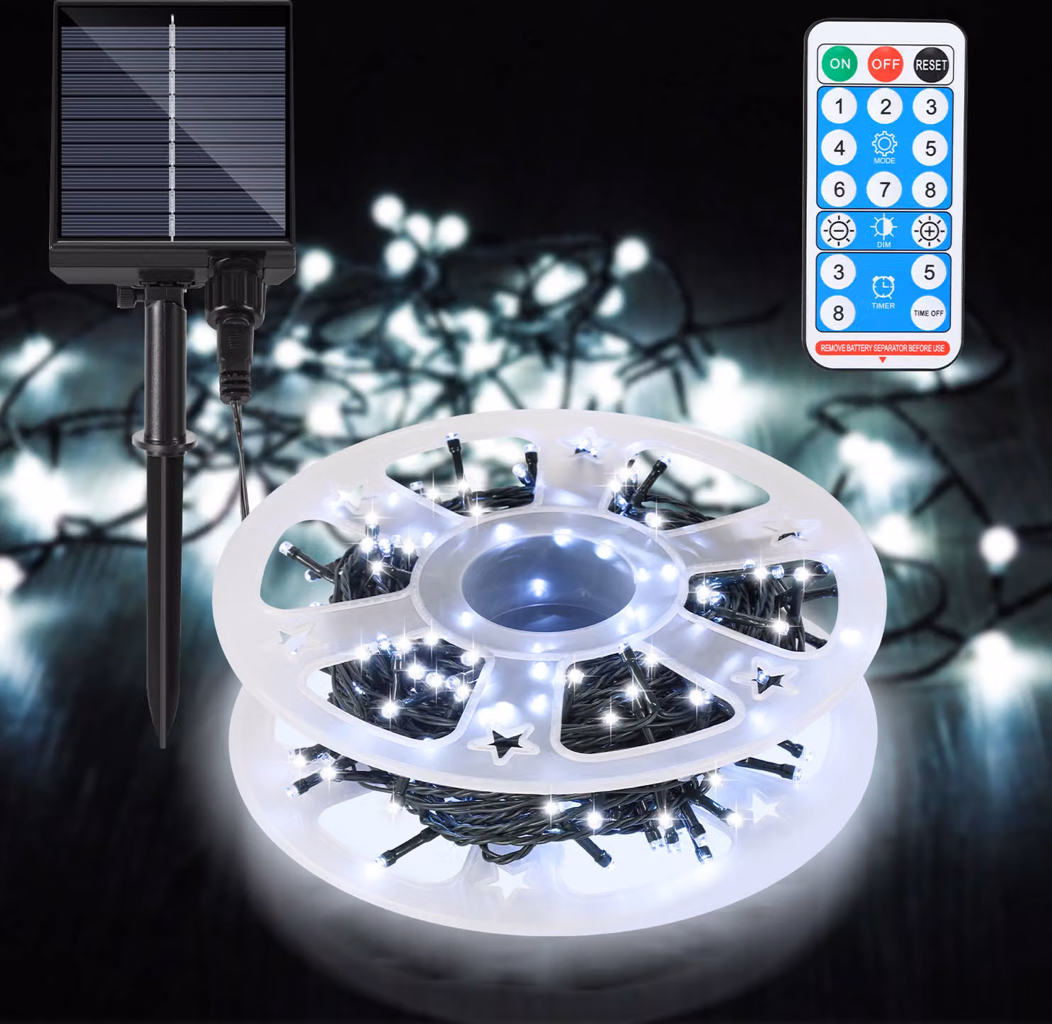 Izrielar LED luci solari fata 80M 800LEDs con 8 modalità per la festa giardino interno e decorazione di Natale illuminazione decorazione, bianco freddo