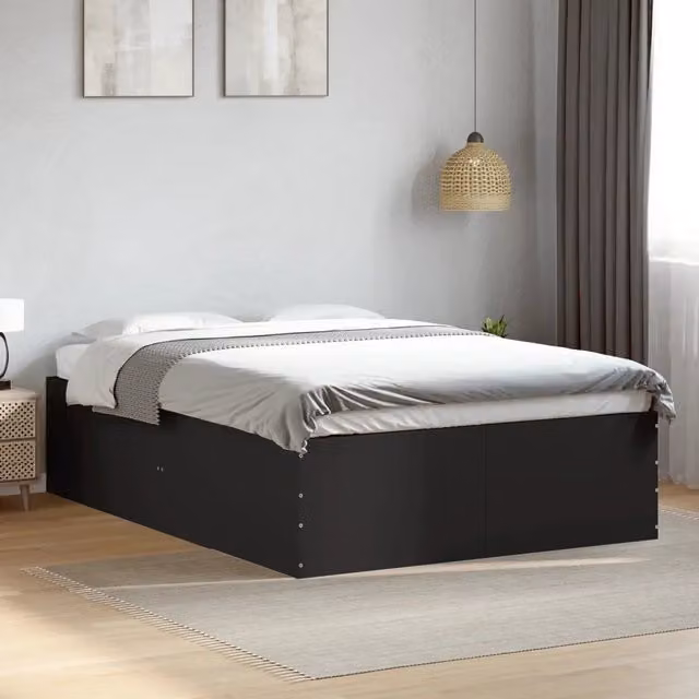Giroletto vidaXL in legno multistrato nero per camera da letto L: 135 cm, P: 193 cm, H: 45 cm – 1
