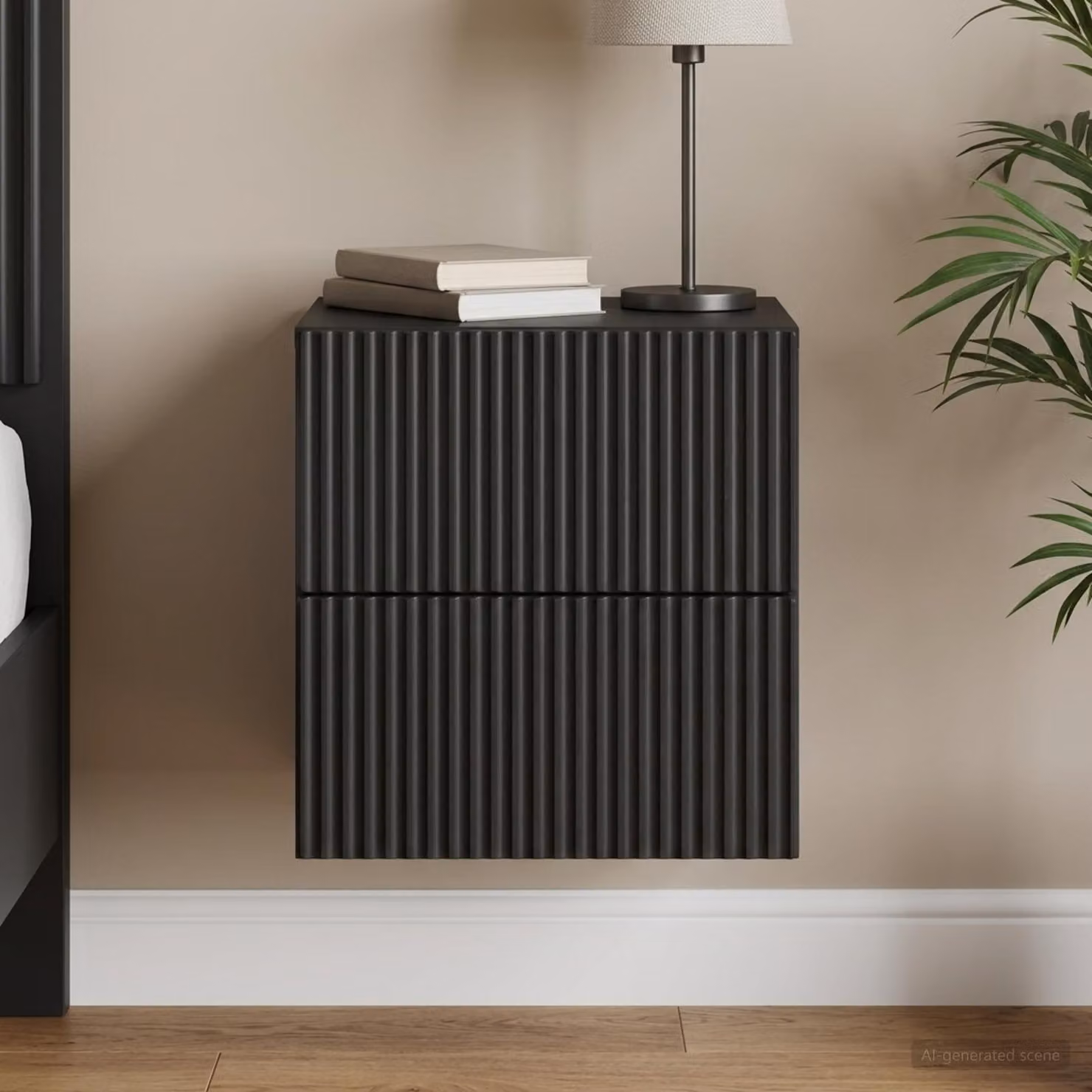 vidaXL Mobiletto da notte sospeso moderno Nero L: 33 cm, P: 34,5 cm, H: 40 cm