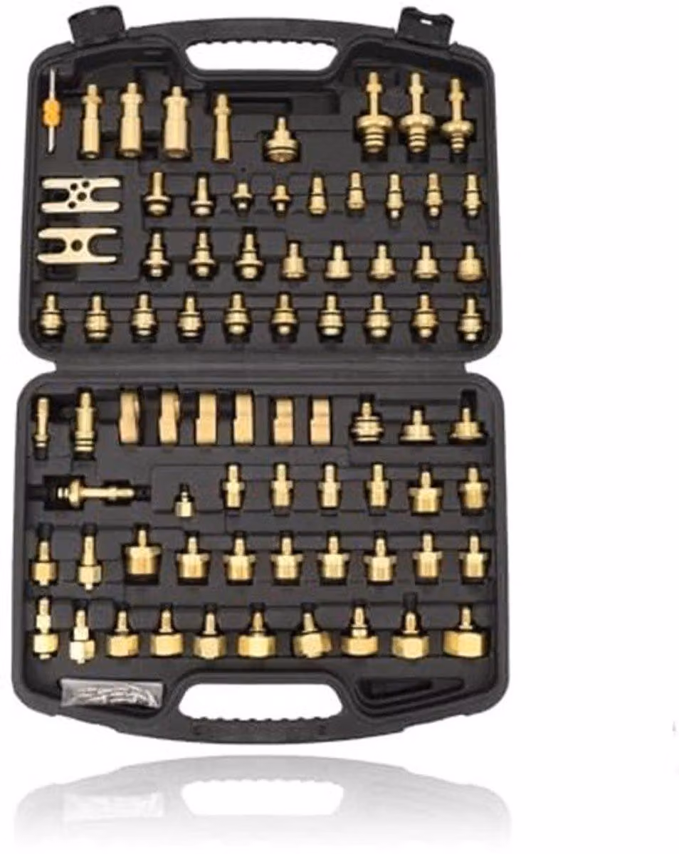 Kit per la rilevazione di perdite (77 pezzi) - Rilevatore di perdite per impianti di climatizzazione - Multifunzionale - Realizzato in ottone resistente all'usura - Ispezione precisa - Lunga durata