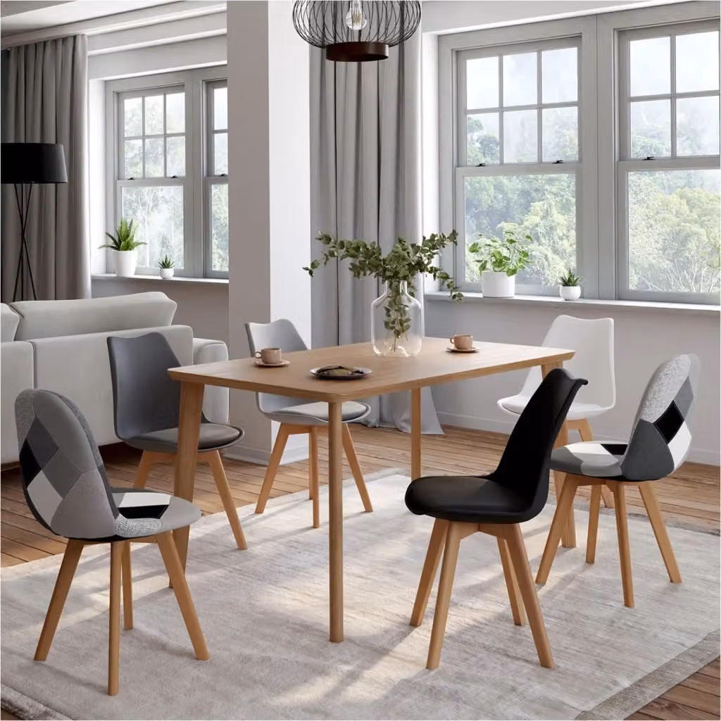 Set di 6 sedie SARA IDMarket in stile scandinavo con motivo geometrico multicolore per cucina e sala da pranzo – 2