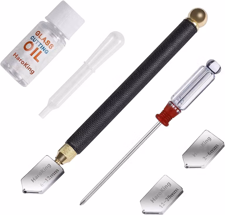Set per tagliare il vetro, con olio da taglio, punte da 2 mm a 20 mm, punta in metallo duro per mosaici e specchi