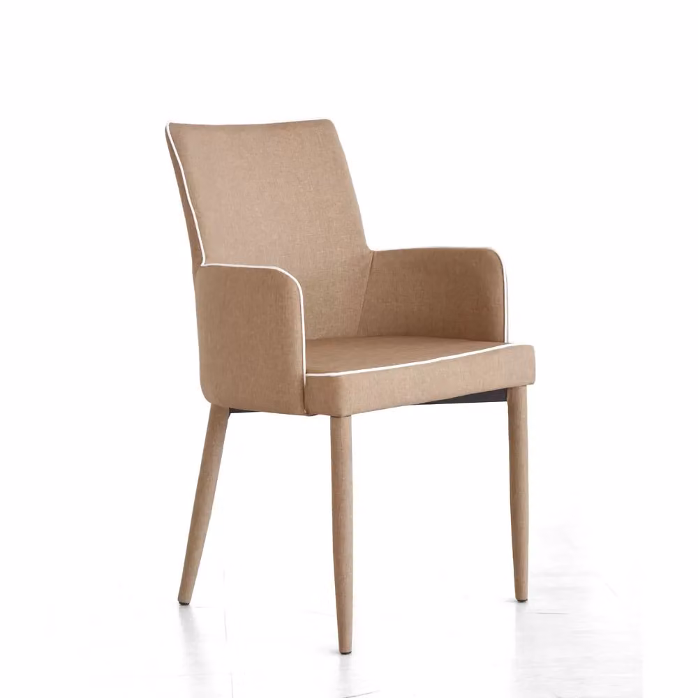 Set di 4 poltrone in tessuto beige e bianco Mobili 2G L: 55 cm, P: 54 cm, H: 89 cm, H s.: 49 cm