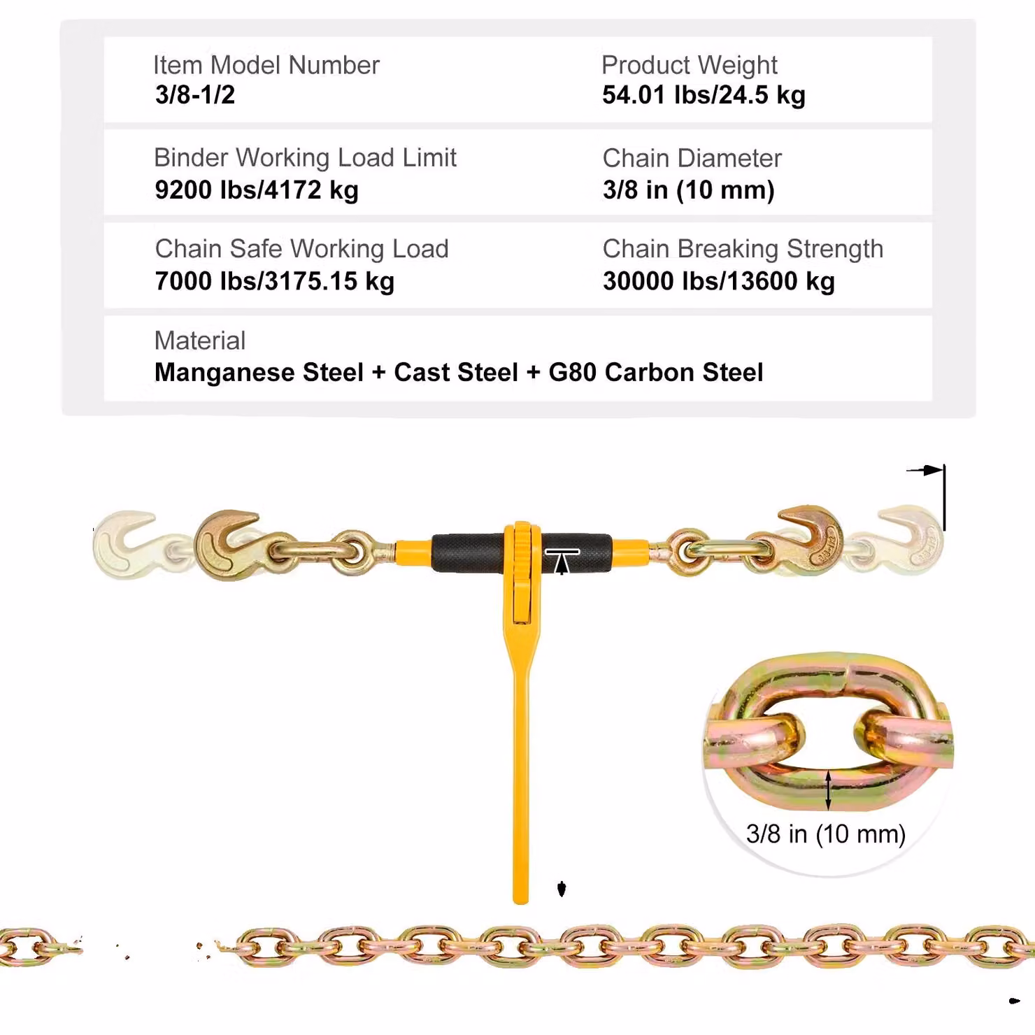 Set di reggette a catena, struttura robusta, elevata capacità di carico, 3 metri