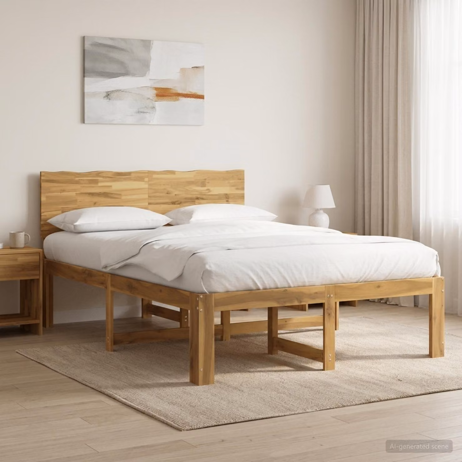 Letto matrimoniale vidaXL ROSTOCK in legno di acacia bianco L/P/H: 120 x 200 x 91 cm
