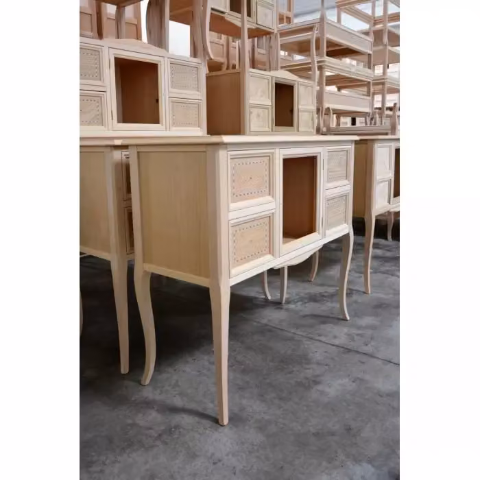 Consolle classica Mobili 2G in legno grezzo marrone con 4 cassetti e 1 porta L: 98 cm, P: 40 cm, H: 85 cm – 1