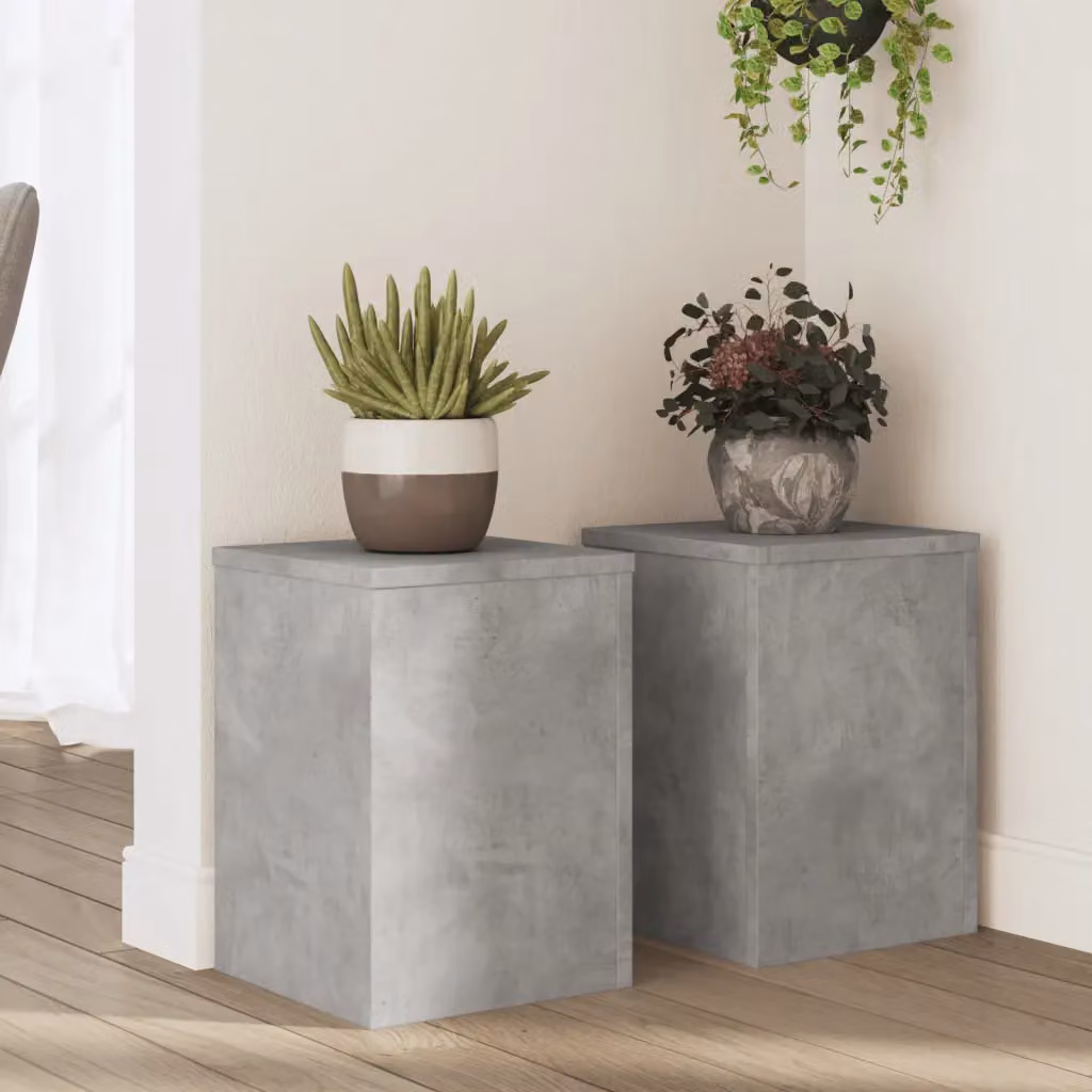 Set di 2 tavolini da appoggio moderni vidaXL in legno e cemento grigio, L/P/H: 25 x 25 x 35 cm