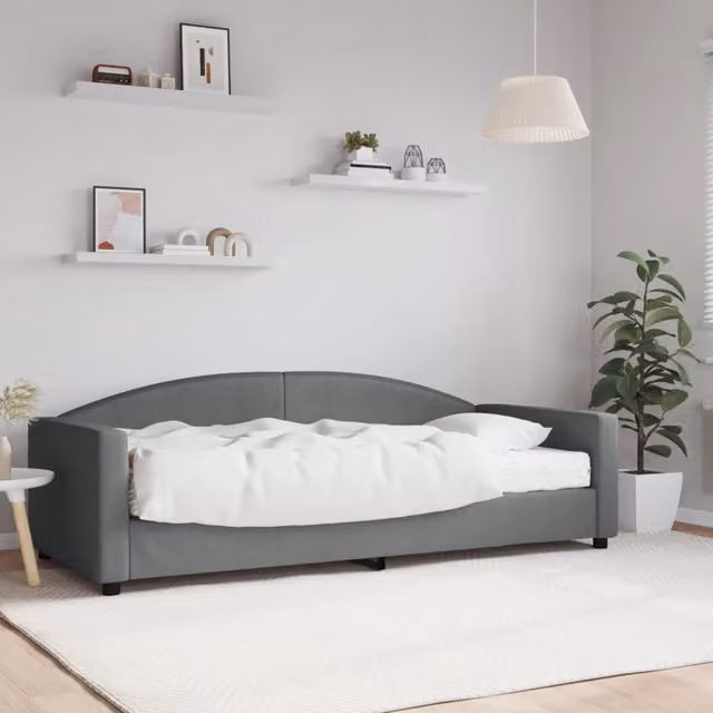 Divano Letto con Materasso Grigio Scuro 90x200 cm in Tessuto 3197171