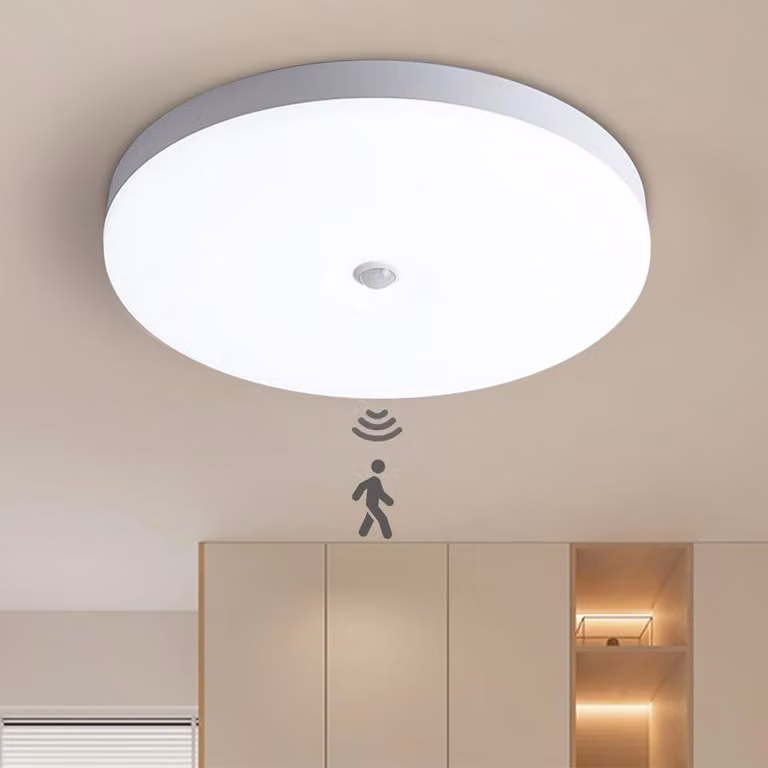 Plafoniera a LED da 18 W con sensore di movimento, luce bianca fredda 6000 K, ideale per garage, armadi, scale, corridoi e cantine