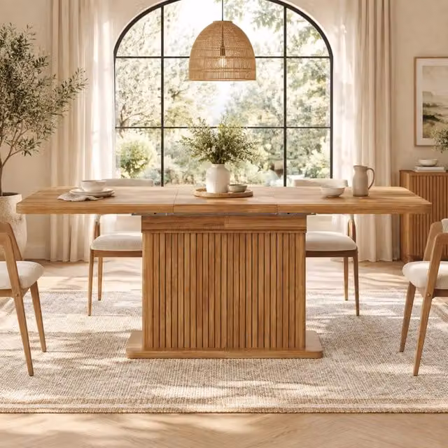 Tavolo da pranzo allungabile 120-160x80 cm con vano contenitore in MDF e metallo; marrone