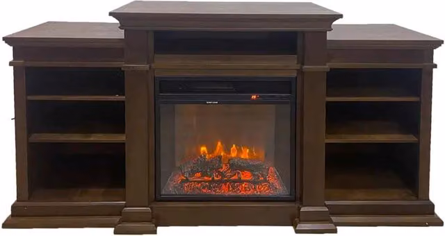 Frankystar Biden Camino elettrico da terra con effetto fiamma, colore legno noce, L: 179 cm, P: 48 cm, H: 85 cm – 1