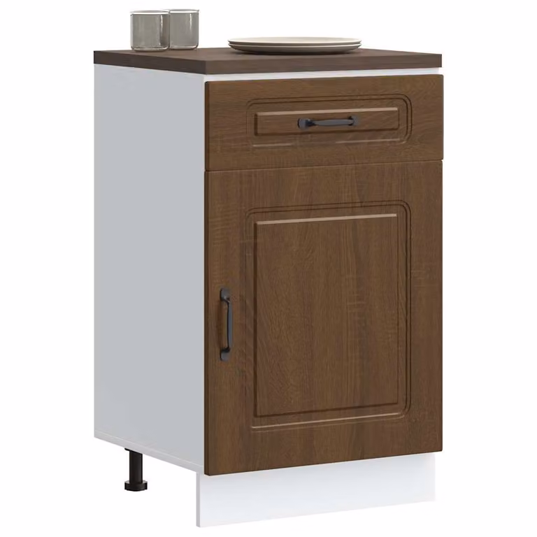 Base da cucina moderna vidaXL Kalmar in legno multistrato e MDF, colore marrone rovere, L: 46 cm, P: 50 cm, H: 81,5 cm