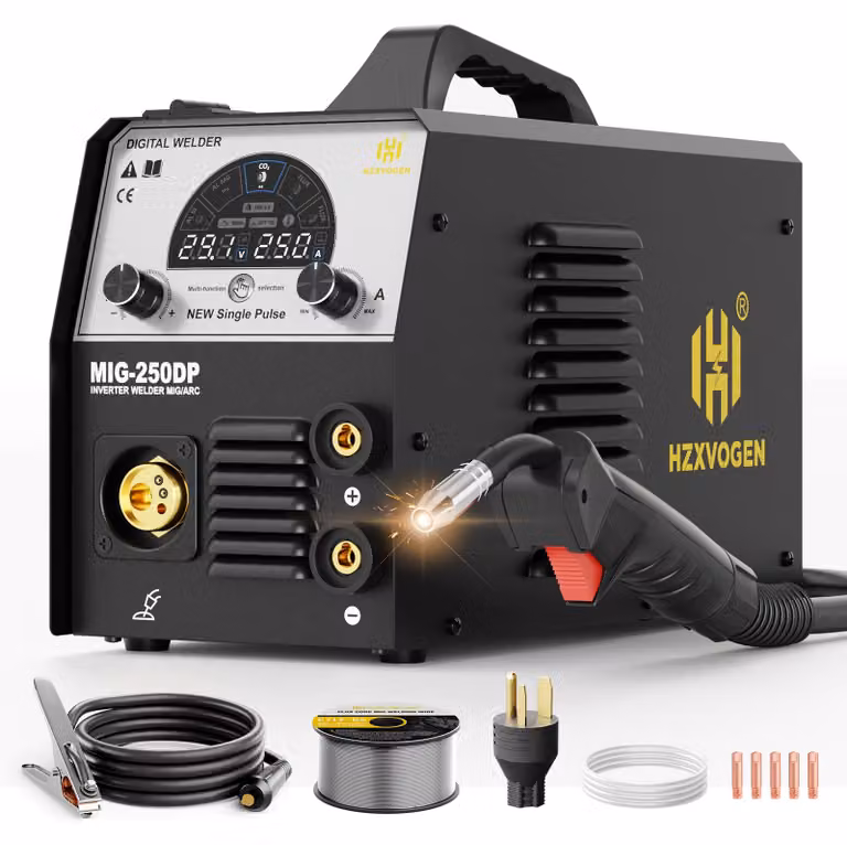 Saldatrice MIG250DP - Controllo sinergico - 220 V - 12 kg - Adatta per alluminio e acciaio