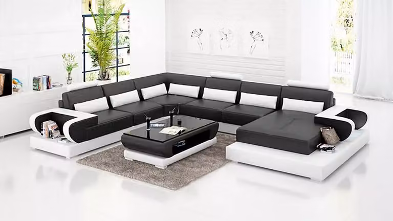 Ecksofa Polster Polsterecke U-Form Couchtisch Modernes Sofa Wohnlandschaft