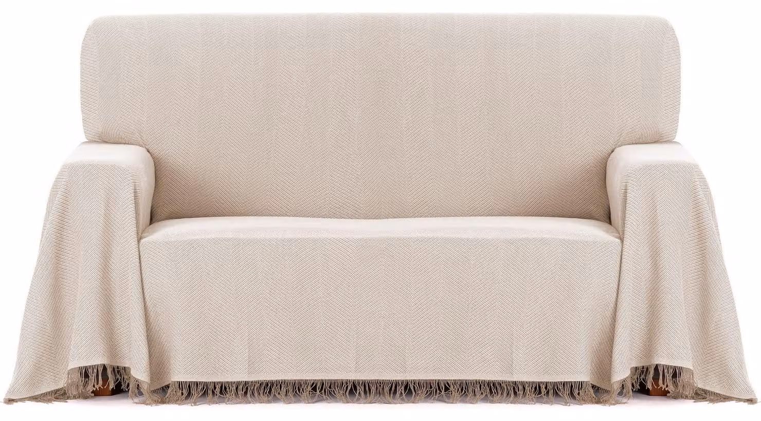 Elzusha - Copripiumino Jacquard multifunzionale con frange, color beige, 230 x 260 cm