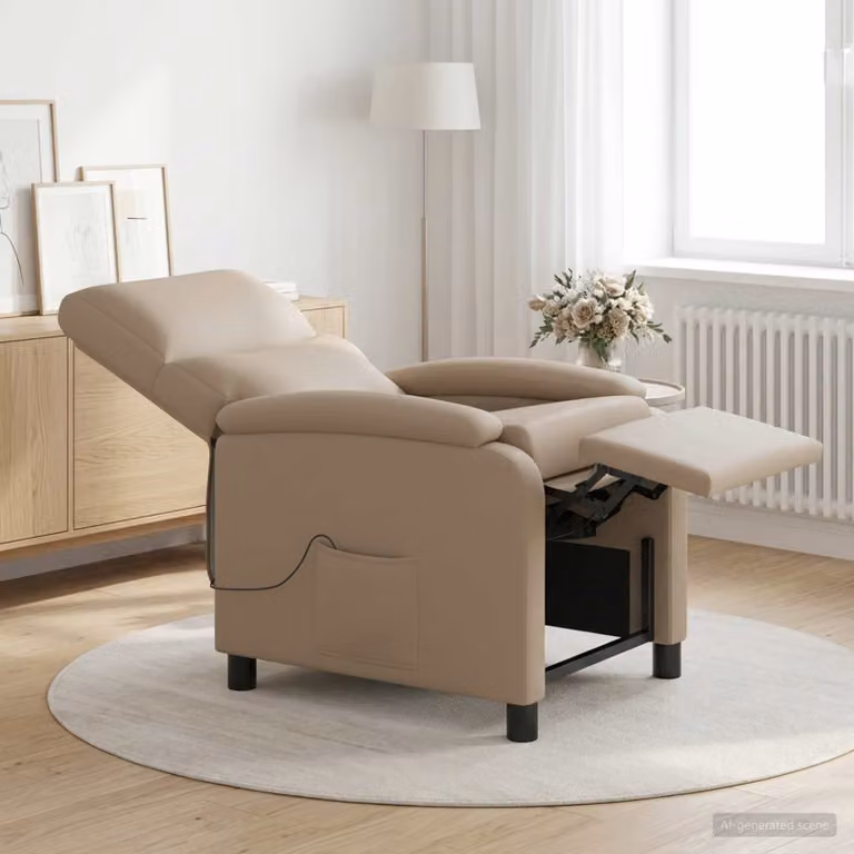 vidaXL Poltrona Relax con Braccioli in Similpelle Beige e Marrone