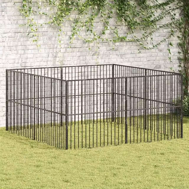 Box per cani VIDAXL in metallo nero opaco con 8 pannelli