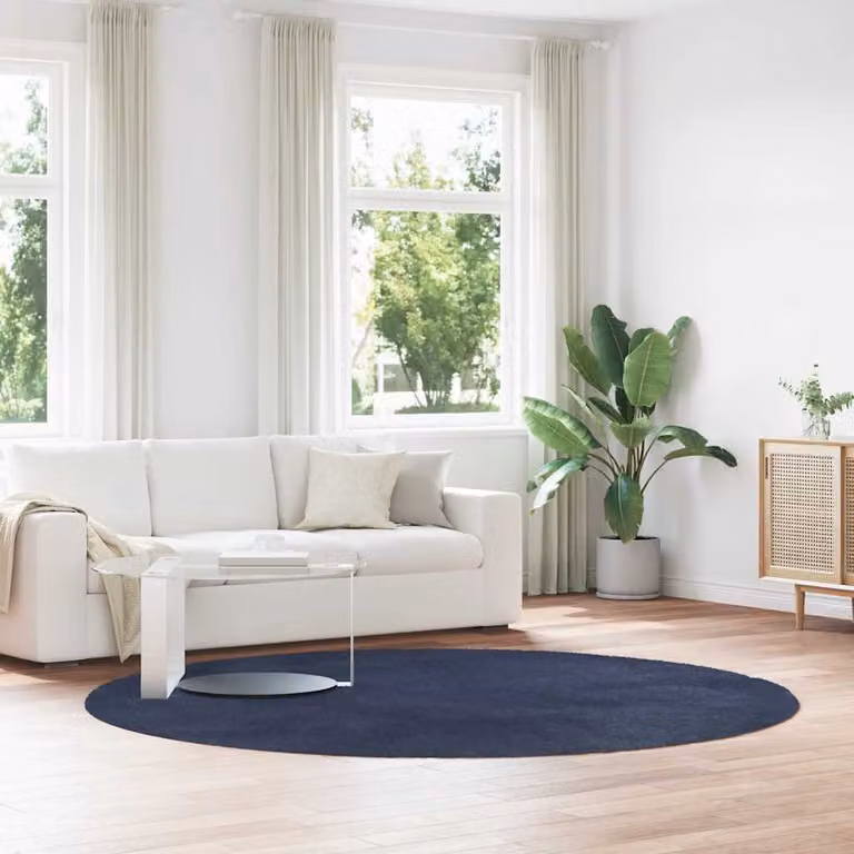 Tappeto Shaggy a Pelo Lungo vidaXL NAVARRA Blu, Rotondo, Diametro: 240 cm