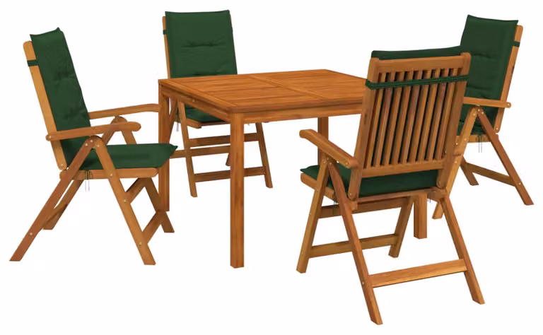 Set da pranzo da giardino composto da 5 pezzi, in legno massello di acacia naturale