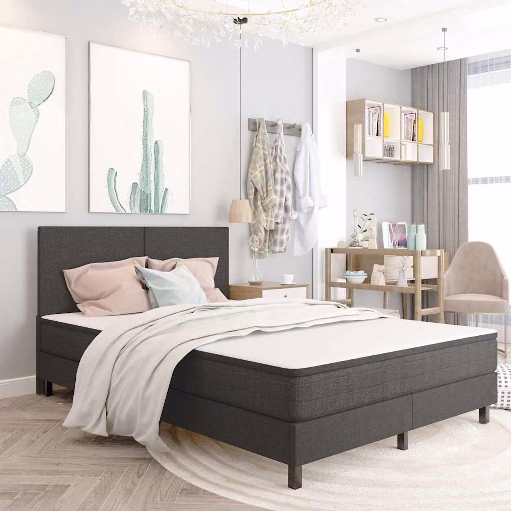 Letto a molle vidaXL in tessuto grigio scuro L: 140.5 cm, P: 201 cm, H: 116 cm – 1