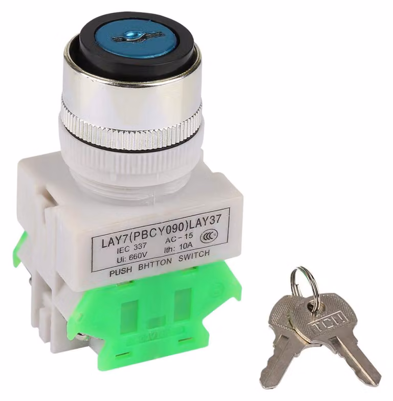 Interruttore rotativo a 220V con 3 posizioni e 2 chiavi, diametro 22 mm
