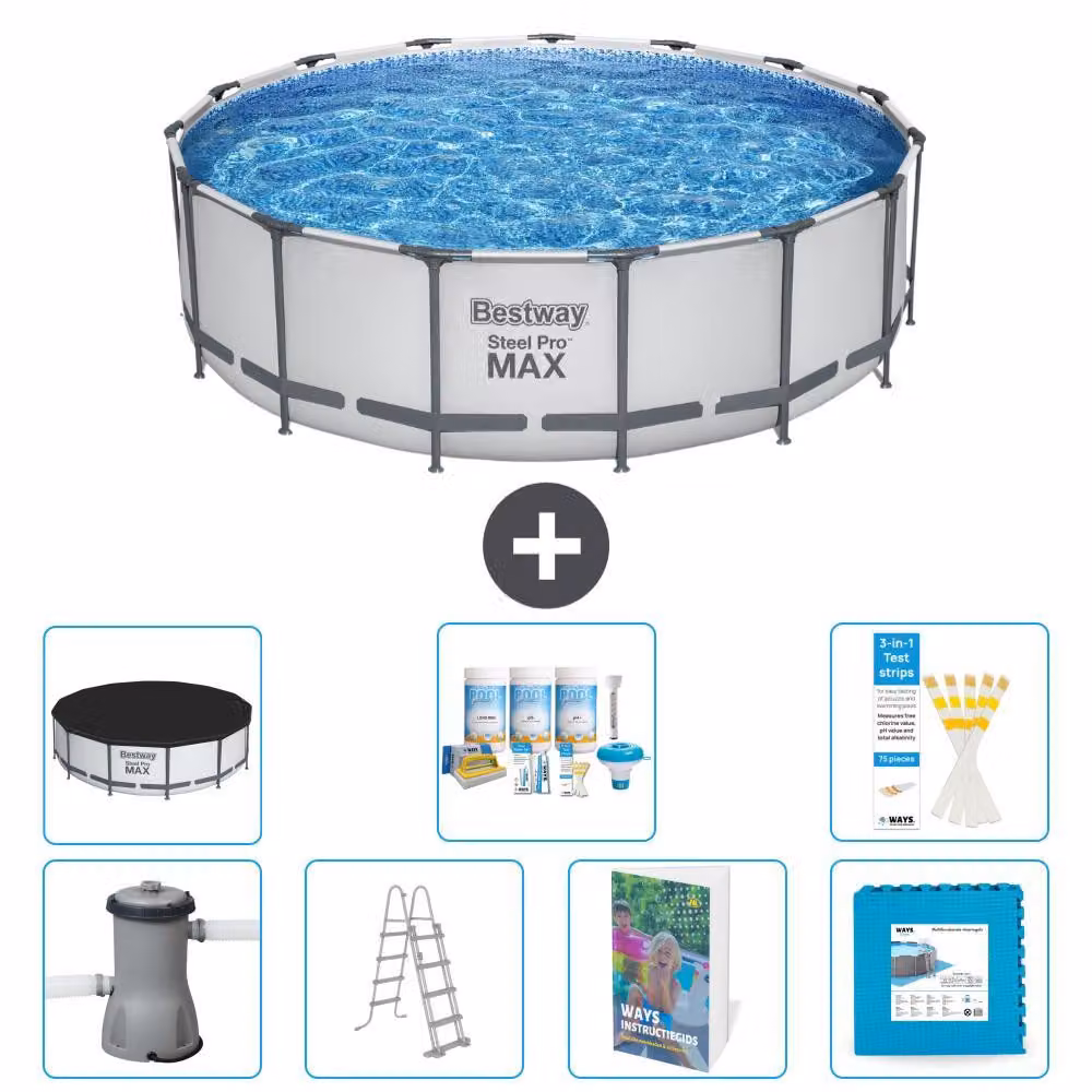 Piscina gonfiabile Bestway Steel Pro MAX, rotonda, 488x122 cm, composta da 6 parti, modello S536