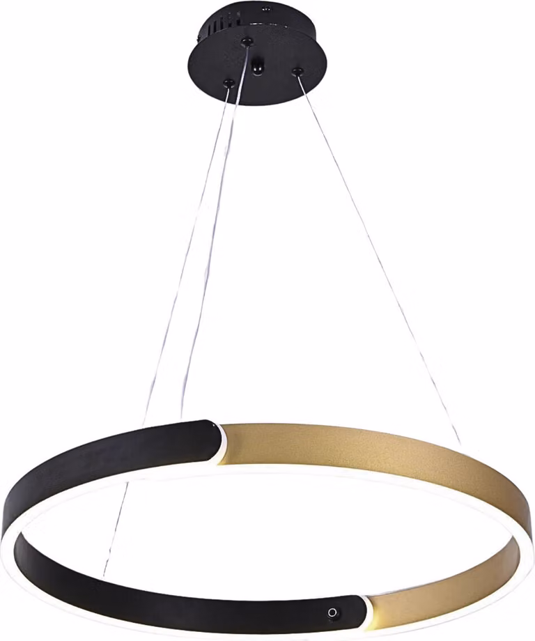 Moderna lampada a sospensione LED ad anello nero-oro 36W Ontario IdeaLed