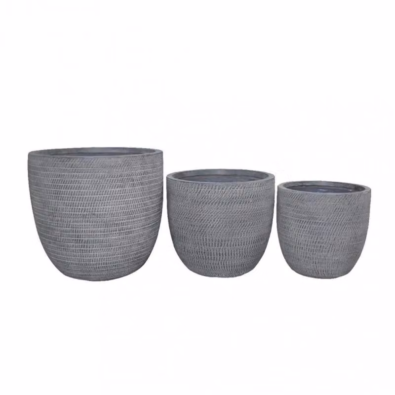 Set di 3 vasi Calla Cosma in ceramica e pietra, colore grigio, forma rotonda per uso da tavolo – 2