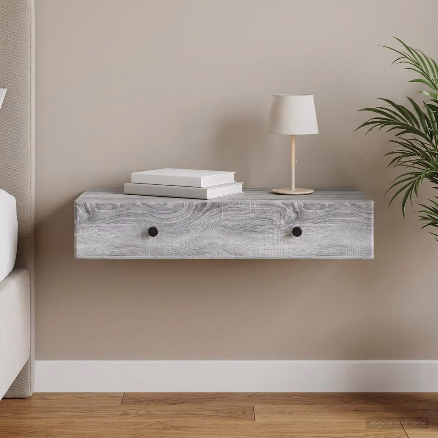 vidaXL Tavolino da Parete Laterale Moderno Grigio L: 87,5 cm, P: 34,5 cm, H: 17 cm