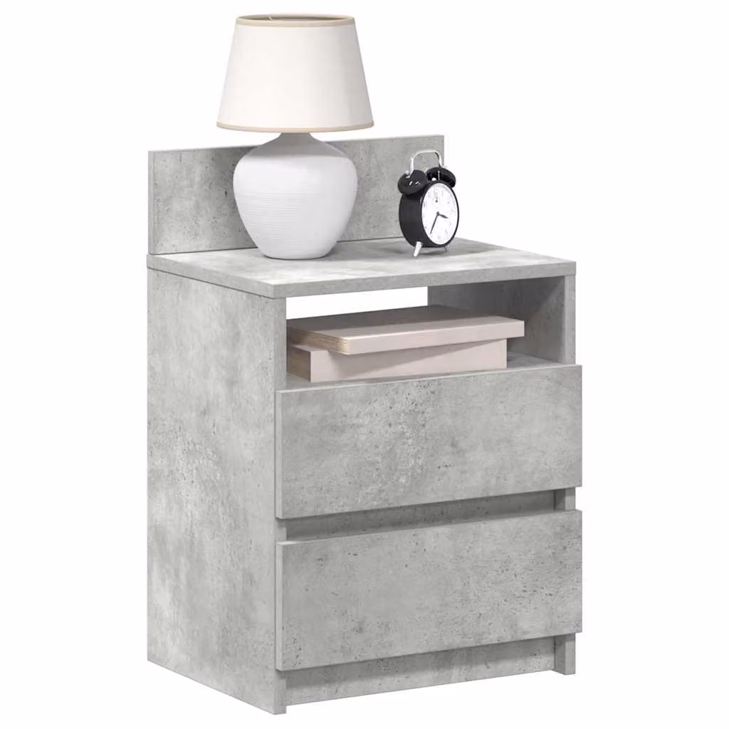 Comodino sospeso vidaXL con 2 cassetti in MDF Grigio opaco L: 40 cm, P: 33 cm, H: 60 cm