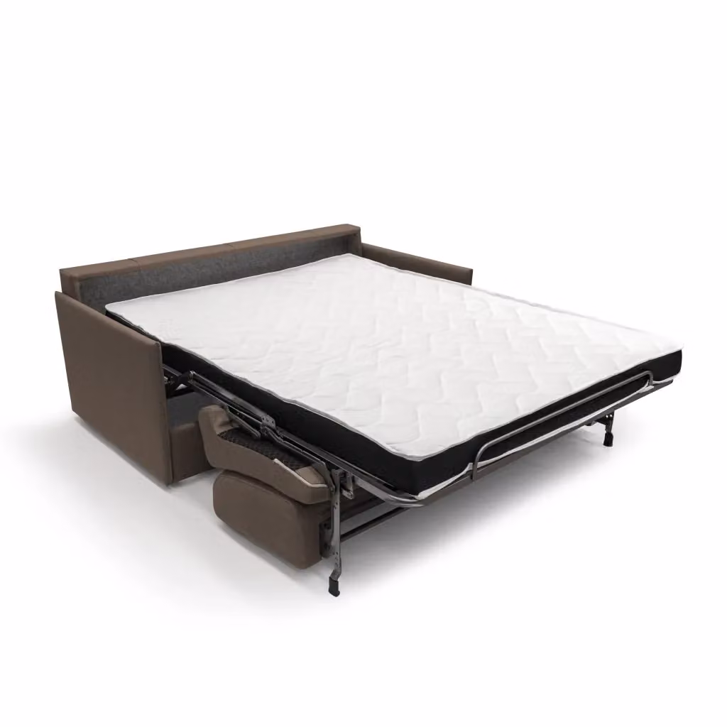 Evans Divano letto matrimoniale in tessuto marrone con struttura in metallo L: 189 cm, Materasso: 160 x 200 cm – 2