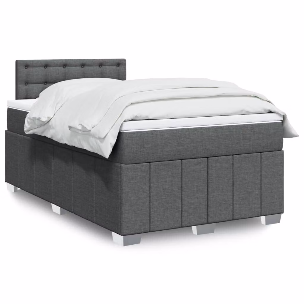 vidaXL Giroletto a Molle Ibrido con Materasso in Tessuto Grigio e Bianco L/P/H: 200 x 120 x 76,5 cm – 1