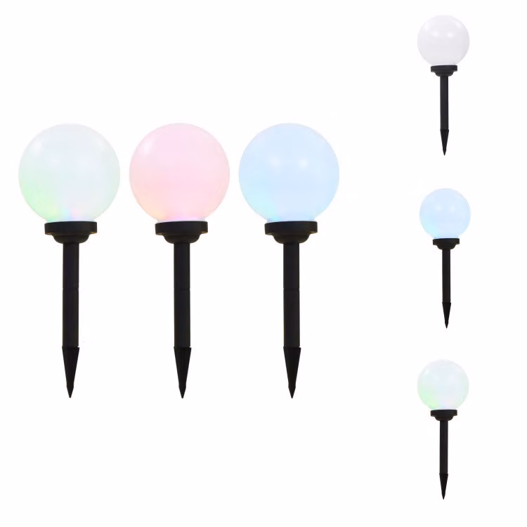 vidaXL Luci solari per esterni 3 pezzi LED sferici 20 cm RGB - Illuminazione esterna
