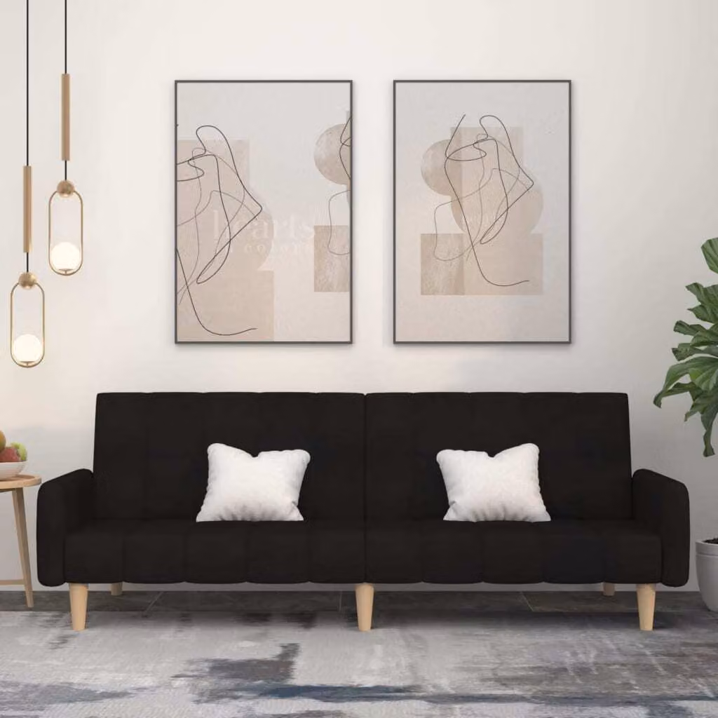 Maison Exclusive - Divano letto 2 posti, colore nero, rivestito in tessuto
