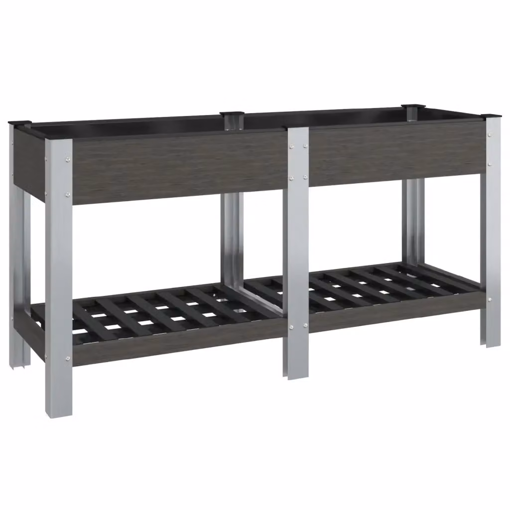 Fioriera Rialzata con Ripiano per Giardino e Balcone vidaXL Grigia L/P/H: 175 x 50 x 75 cm – 2