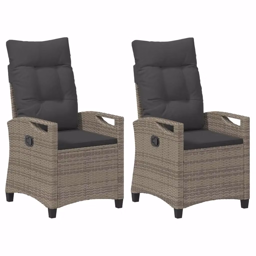 Set di 2 sedie da giardino vidaXL moderne in colore grigio con cuscini inclusi e braccioli, L/P/H: 56 x 60 x 112 cm – 2