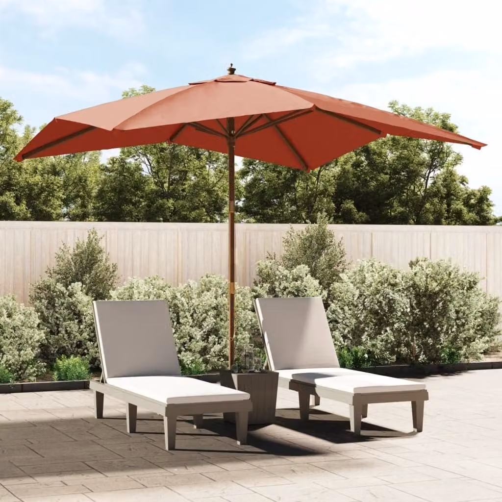 Maison Exclusive - Ombrellone con palo in legno, color terracotta, dimensioni 300x300x273 cm
