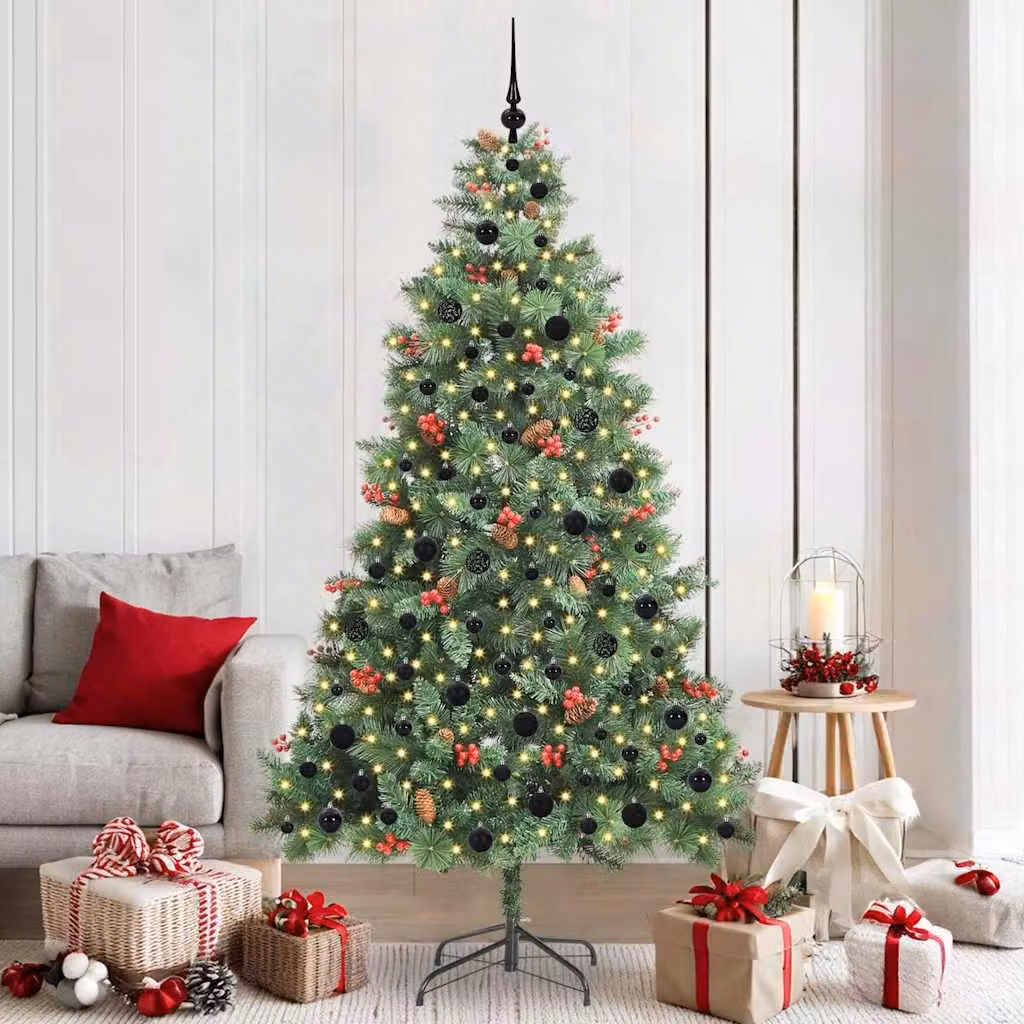 Maison Exclusive - Albero di Natale artificiale con 300 luci a LED, luce bianca calda, realizzato in PVC e metallo