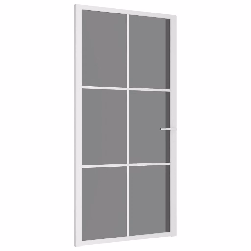 Porta Interna 102,5x201,5 cm Bianca in Vetro ESG e Alluminio