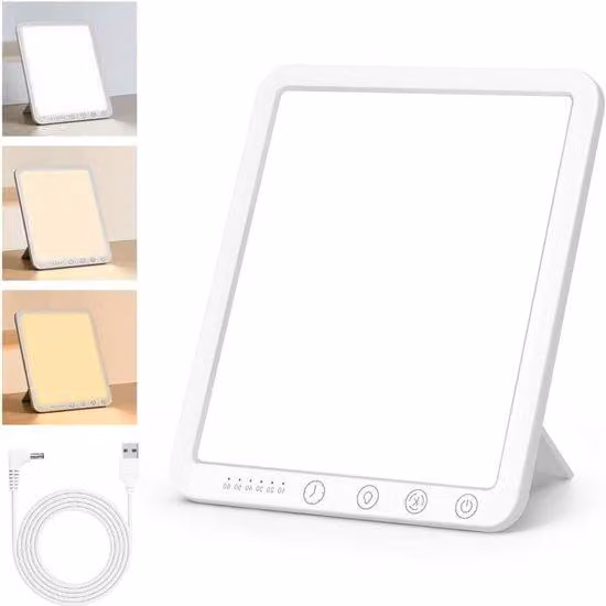 Lampada da tavolo a LED con touchscreen - Modalità a 3 colori - Senza raggi UV - Bianca - Ricaricabile tramite USB - Terapia della luce - Lampada da lavoro
