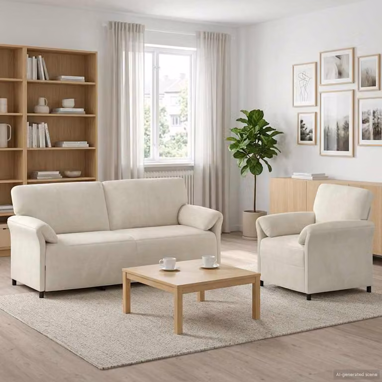 Set di 2 divani vidaXL in velluto beige con struttura in metallo e cuscini inclusi per il tuo soggiorno