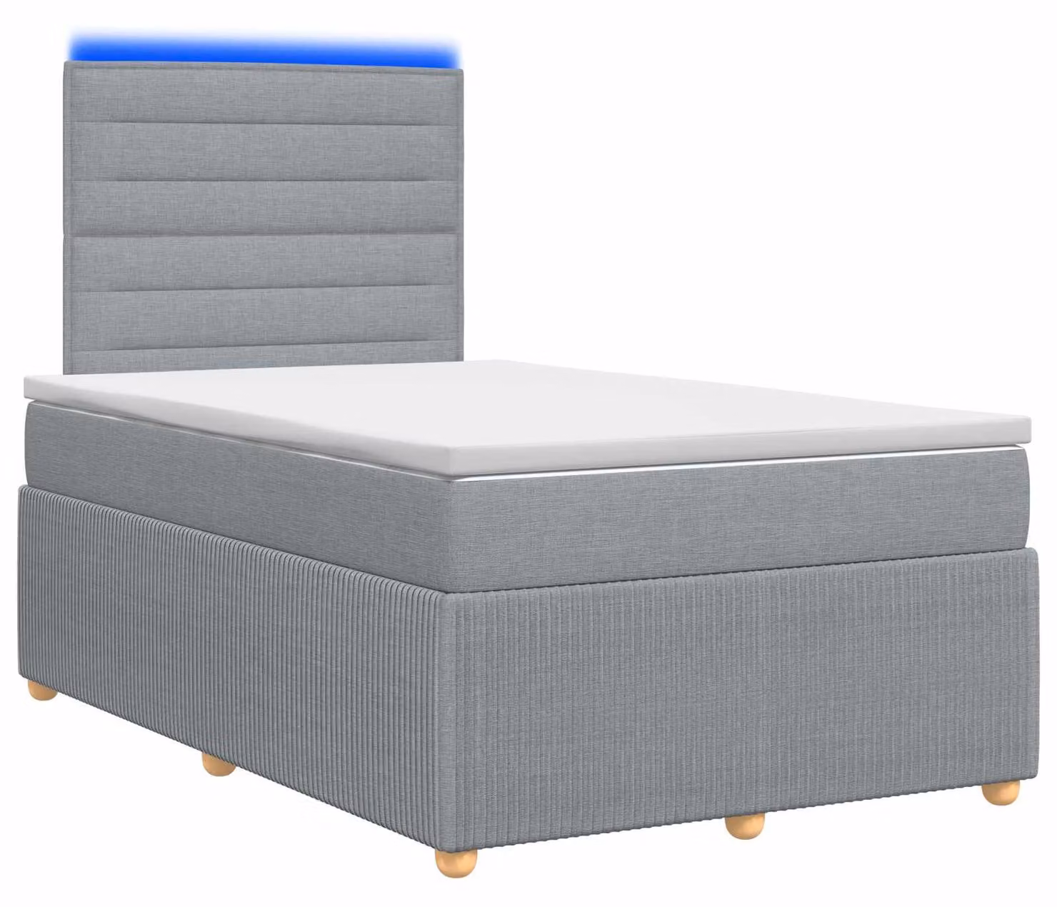 Letto boxspring LED con materasso Grigio chiaro 120 x 190 cm Tessuto