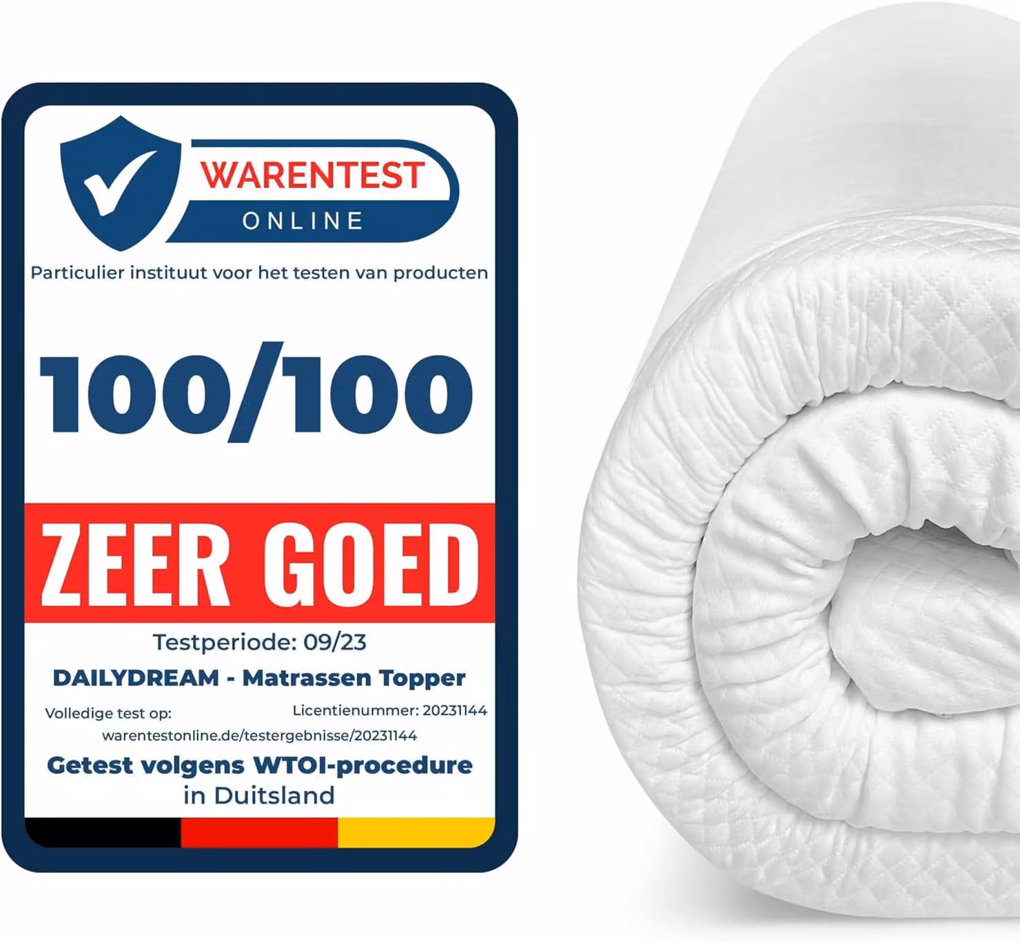 Materasso topper in schiuma comfort, 140x200x4 cm, con 7 zone, per la camera da letto