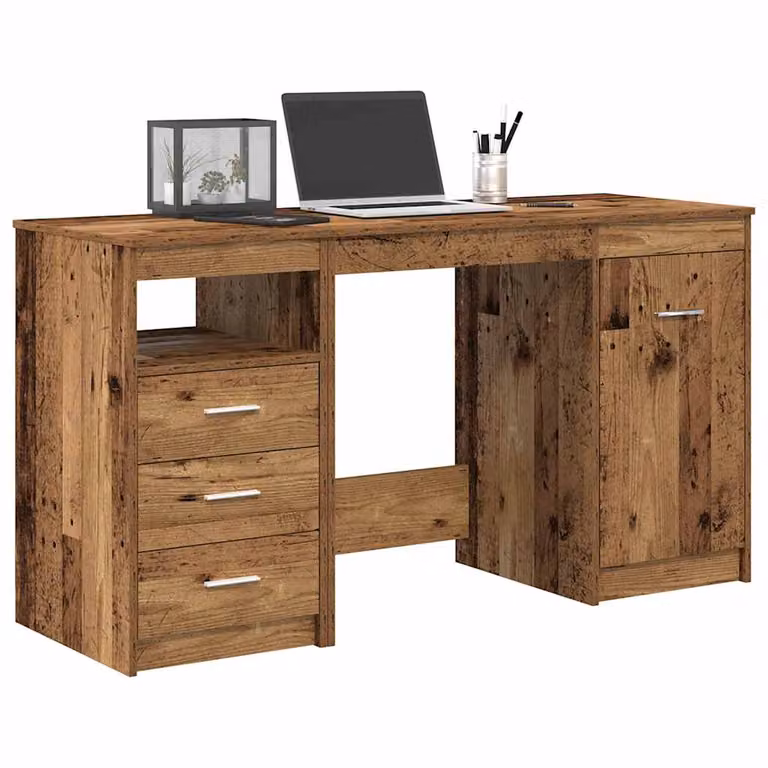 Scrivania moderna vidaXL con armadietto in legno multistrato marrone L: 100 cm, P: 50 cm, H: 76 cm