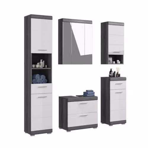 Set Bagno Scott – Mobile sottolavello, Colonna, 2 Mezza Colonna e Specchio