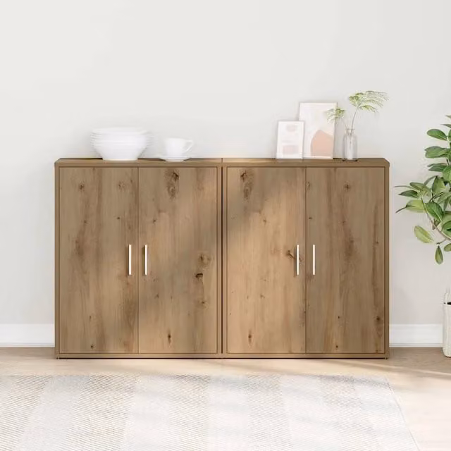Set di 2 credenze moderne vidaXL in legno color rovere marrone L: 60 cm, P: 31 cm, H: 70 cm