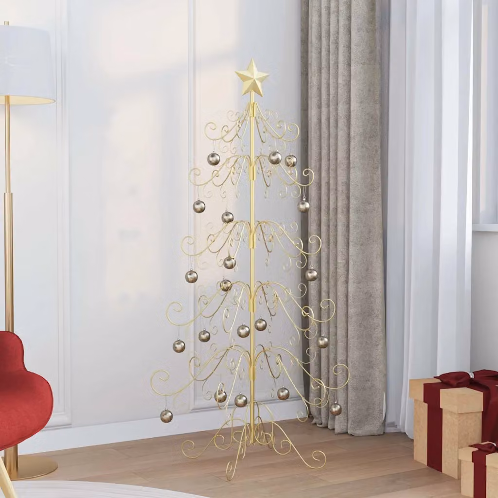 Albero di Natale moderno in metallo oro vidaXL, Altezza: 150 cm